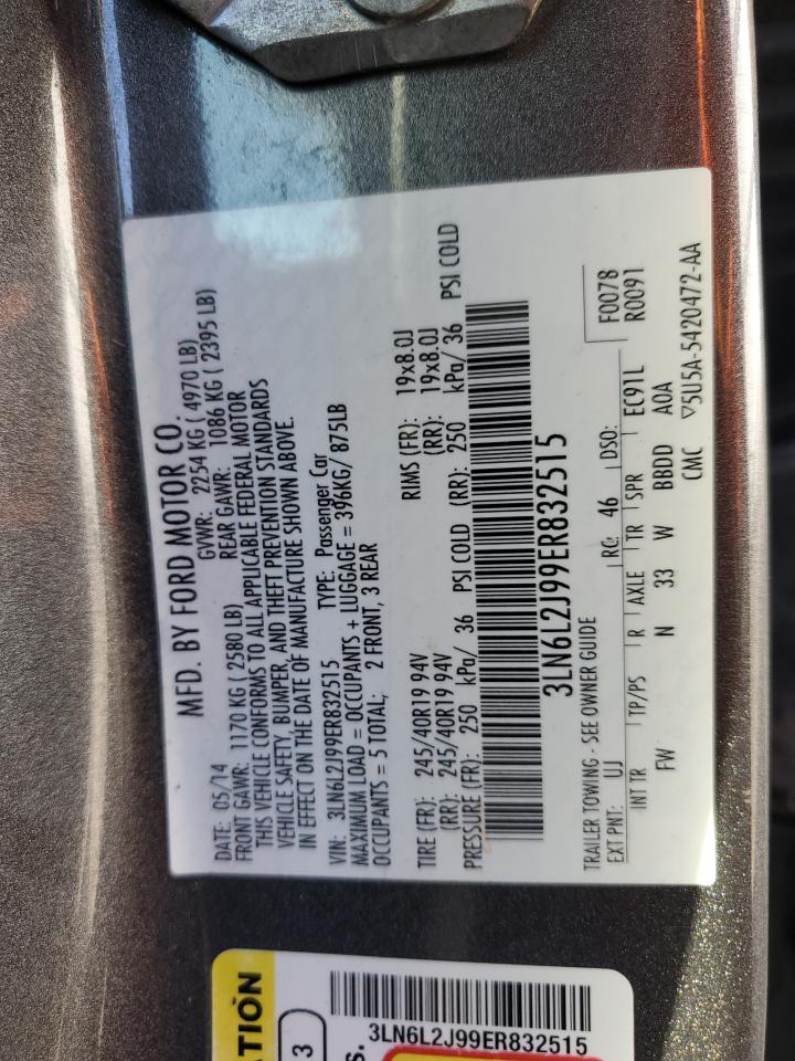 2014 Lincoln Mkz VIN: 3LN6L2J99ER832515 Lot: 92187265