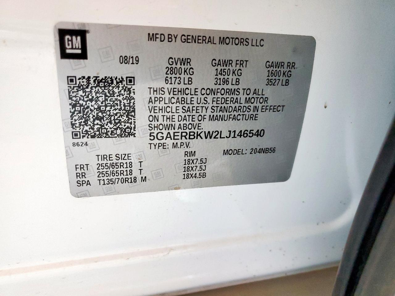 2020 Buick Enclave Essence VIN: 5GAERBKW2LJ146540 Lot: 91197975