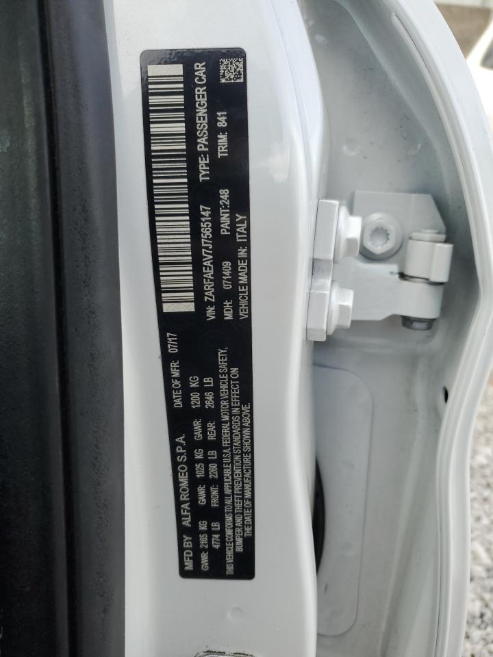 2018 Alfa Romeo Giulia Quadrifoglio VIN: ZARFAEAV7J7565147 Lot: 91214625