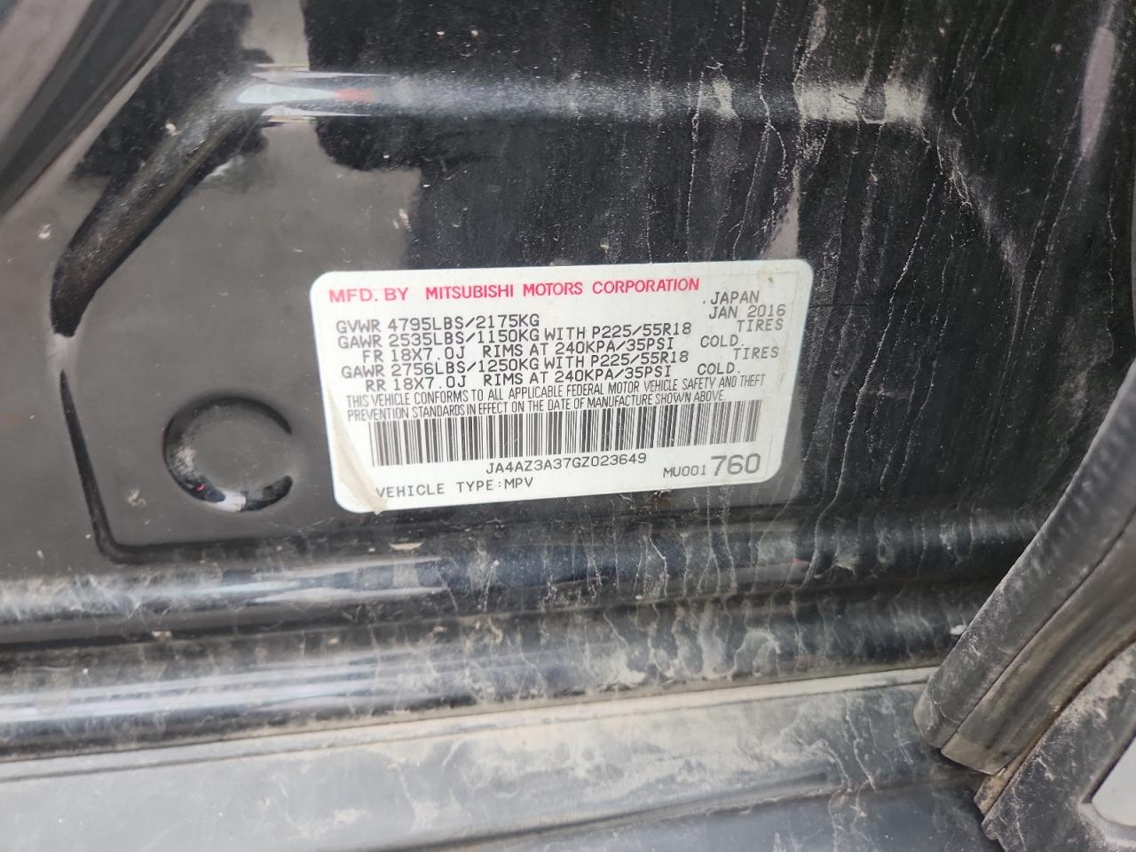 2016 Mitsubishi Outlander Se VIN: JA4AZ3A37GZ023649 Lot: 91495425