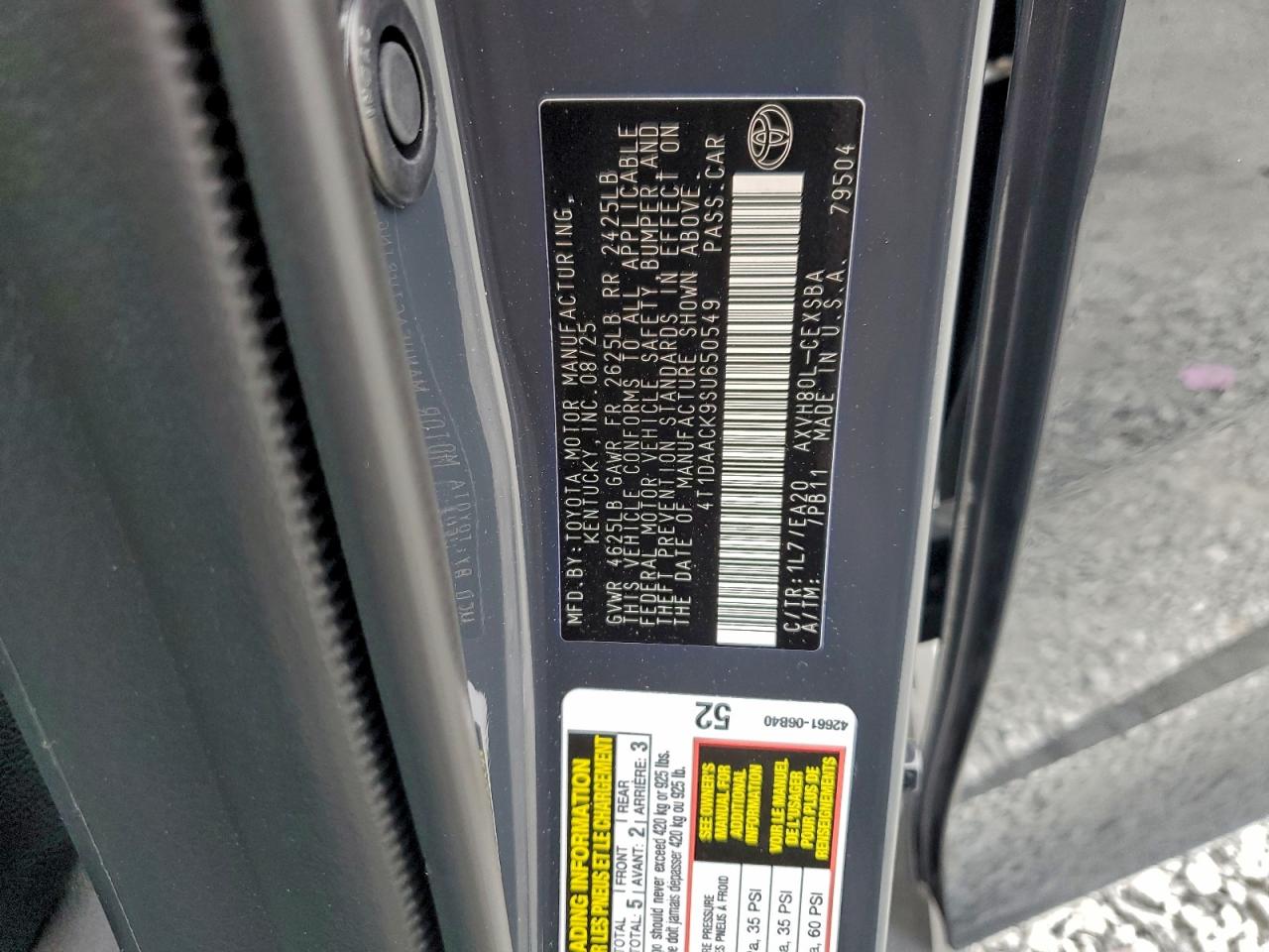 2025 Toyota Camry Xse VIN: 4T1DAACK9SU650549 Lot: 93917325