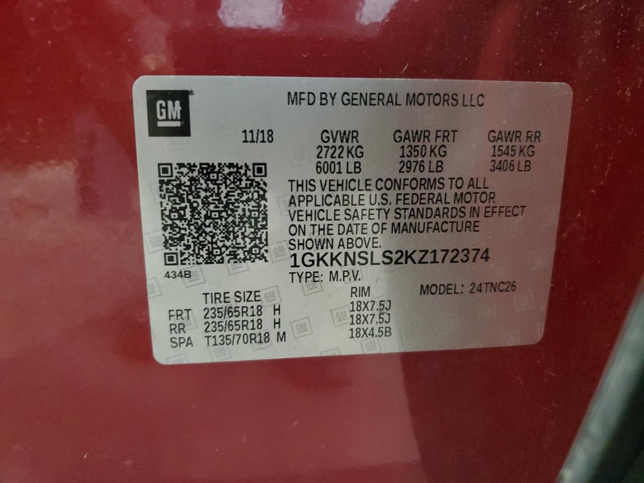 2019 GMC Acadia Sle VIN: 1GKKNSLS2KZ172374 Lot: 92645655