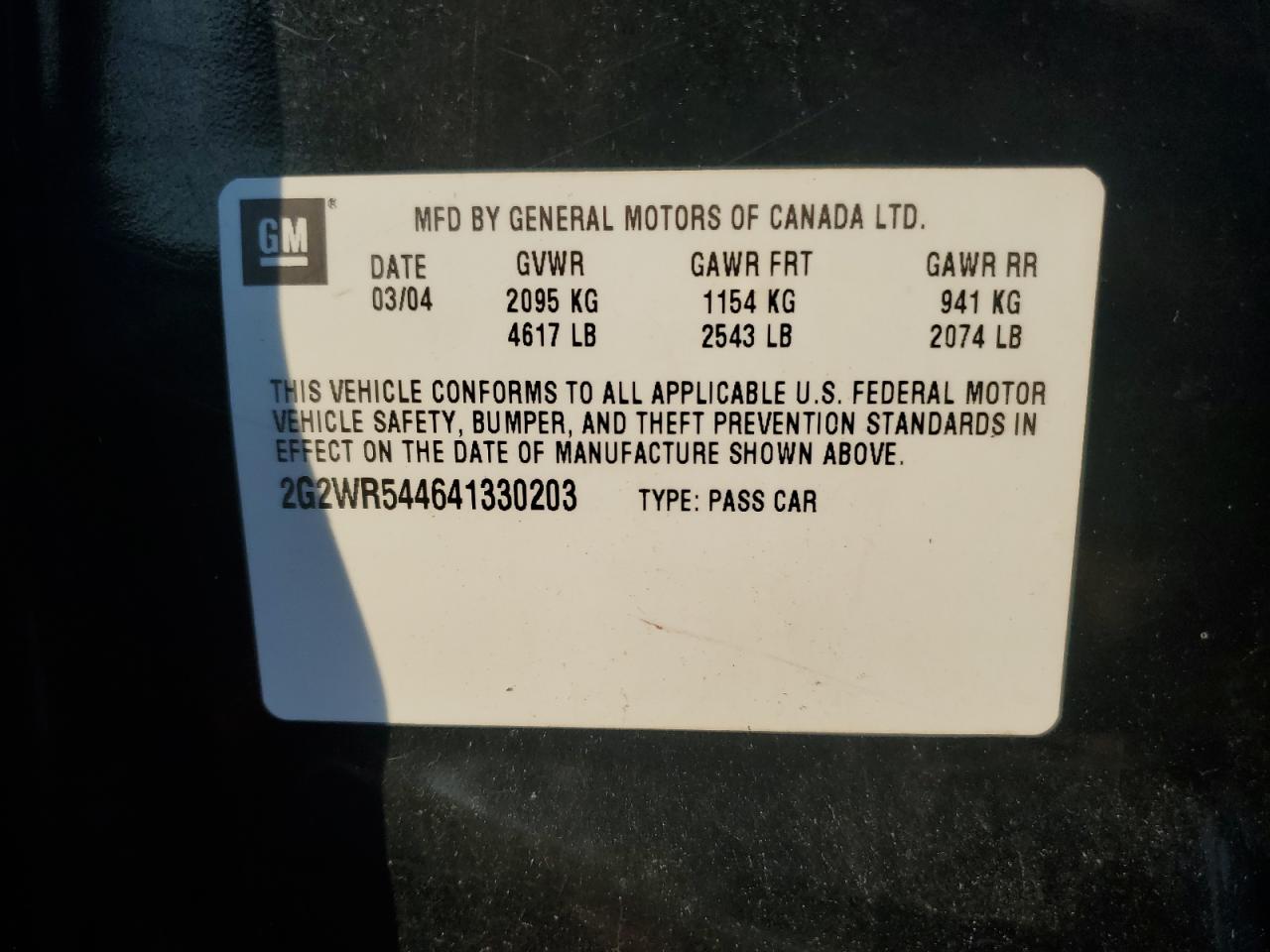 2004 Pontiac Grand Prix Gtp VIN: 2G2WR544641330203 Lot: 91552145