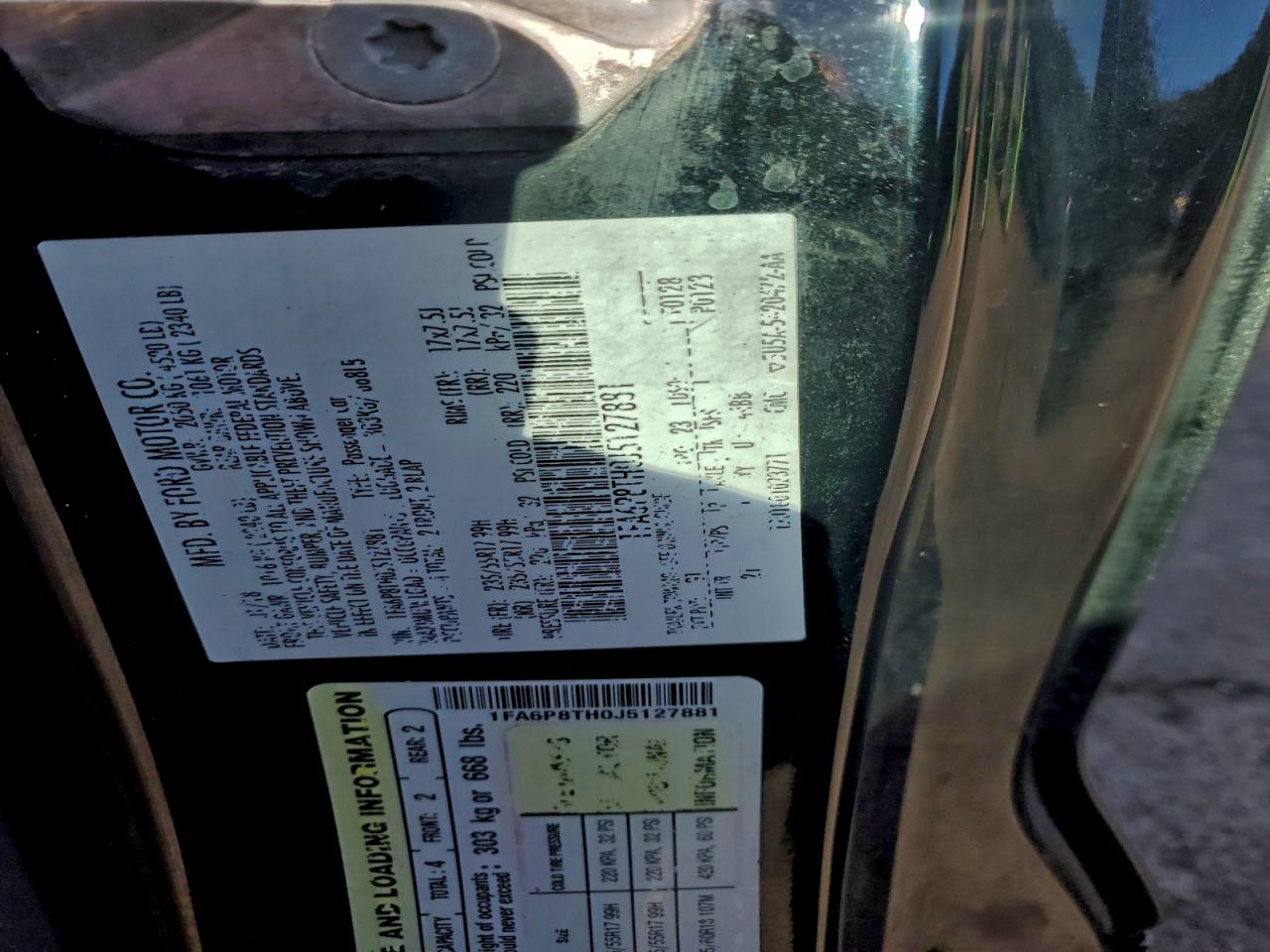 2018 Ford Mustang VIN: 1FA6P8TH0J5127881 Lot: 94263855