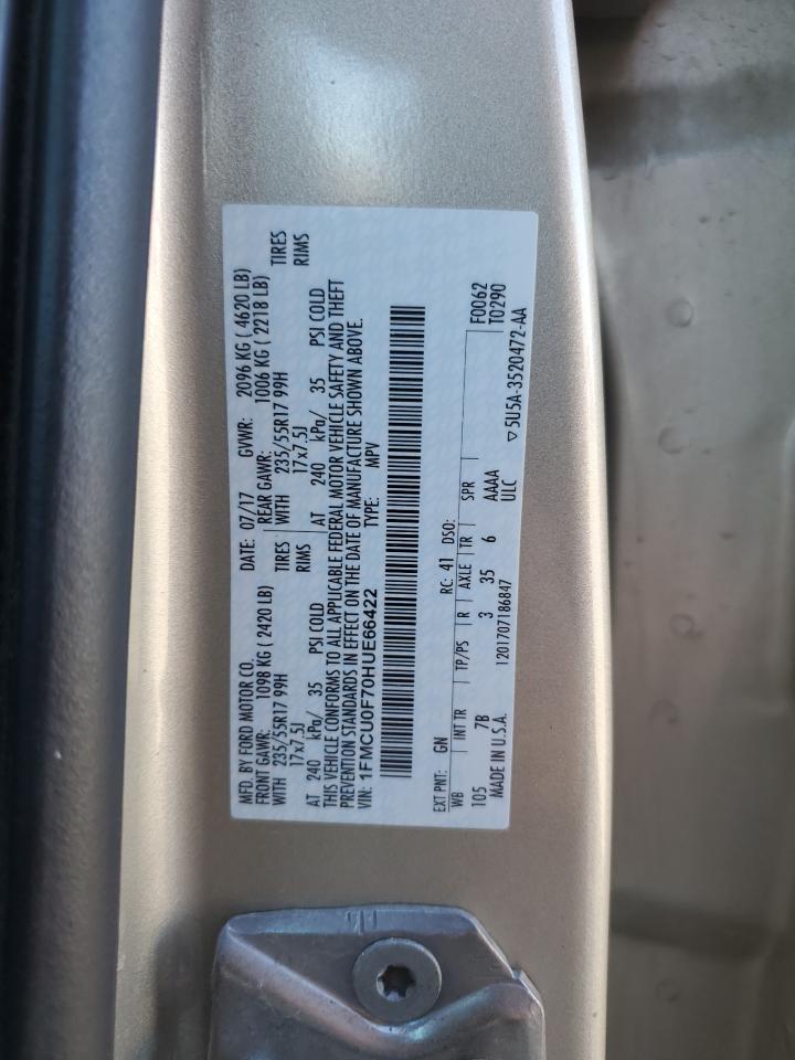 2017 Ford Escape S VIN: 1FMCU0F70HUE66422 Lot: 92608265