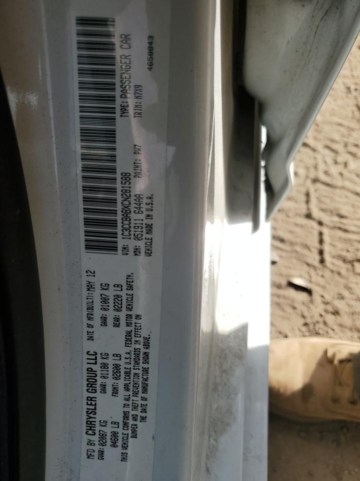 2012 Chrysler 200 Lx VIN: 1C3CCBABXCN281588 Lot: 92404095