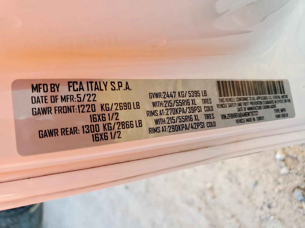 2022 Ram Promaster Delivery Van VIN: ZFBHRFAB4N6W78737 Lot: 91489045