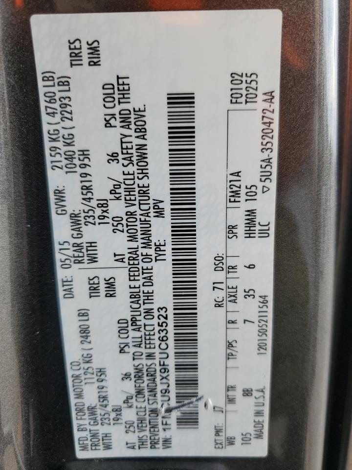 2015 Ford Escape Titanium VIN: 1FMCU9JX9FUC63523 Lot: 91645385