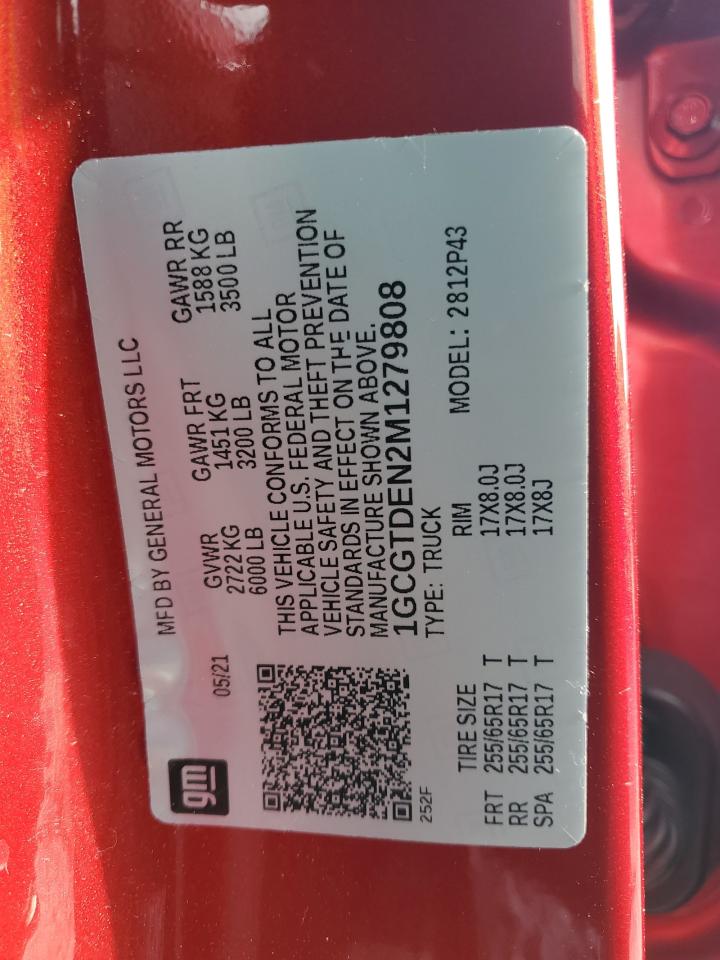 2021 Chevrolet Colorado Z71 VIN: 1GCGTDEN2M1279808 Lot: 92467825