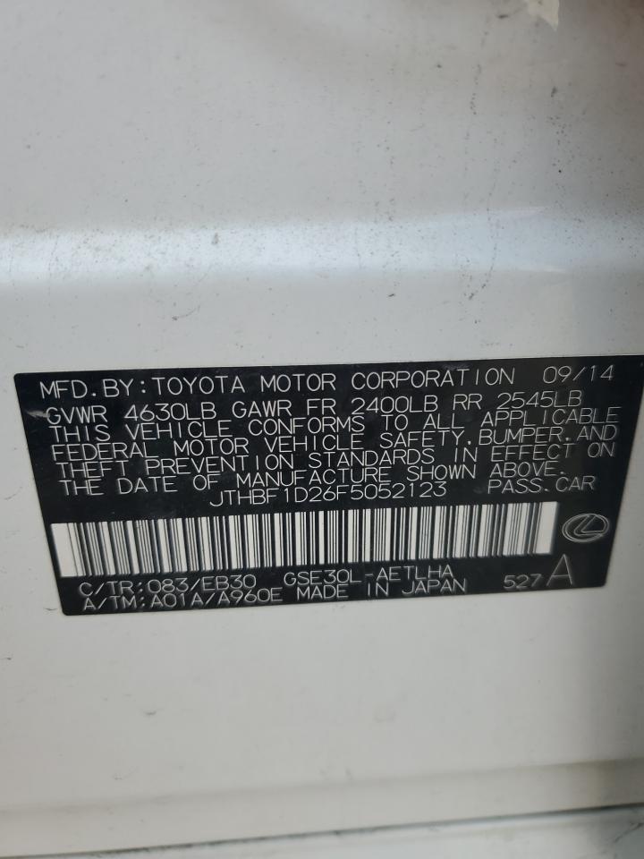 2015 Lexus Is 250 VIN: JTHBF1D26F5052123 Lot: 93182175