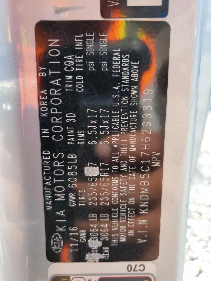 2017 Kia Sedona Lx VIN: KNDMB5C17H6293319 Lot: 92743385