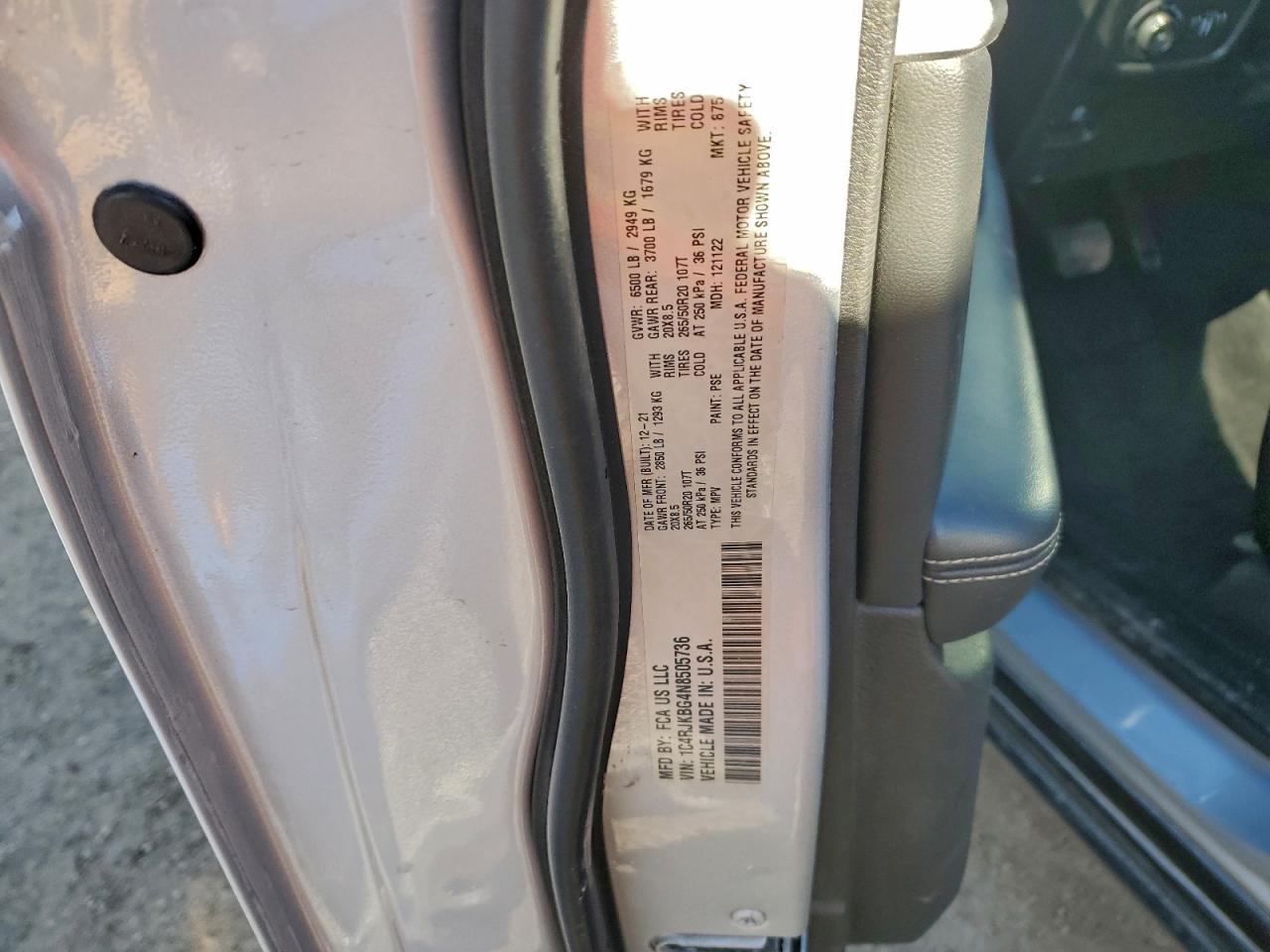 2022 Jeep Grand Cherokee L Limited VIN: 1C4RJKBG4N8505736 Lot: 94489835