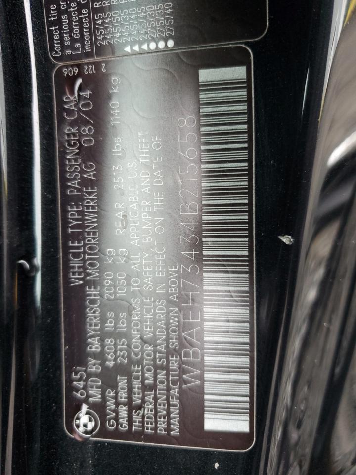 2004 BMW 645 Ci Automatic VIN: WBAEH73434B215658 Lot: 91874835