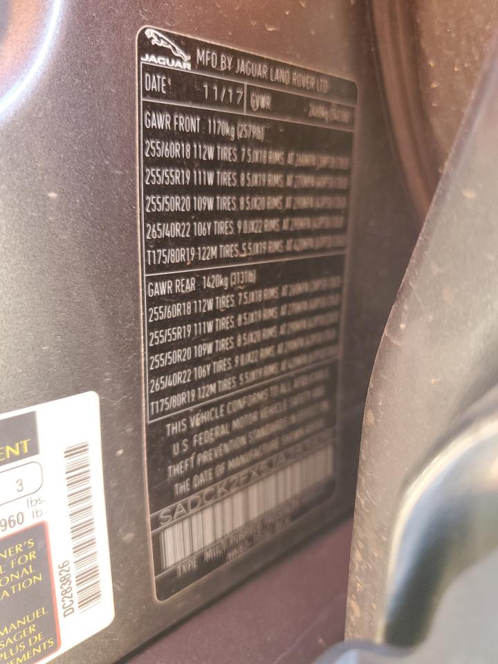 2018 Jaguar F-Pace Prestige VIN: SADCK2FX5JA283826 Lot: 90310485