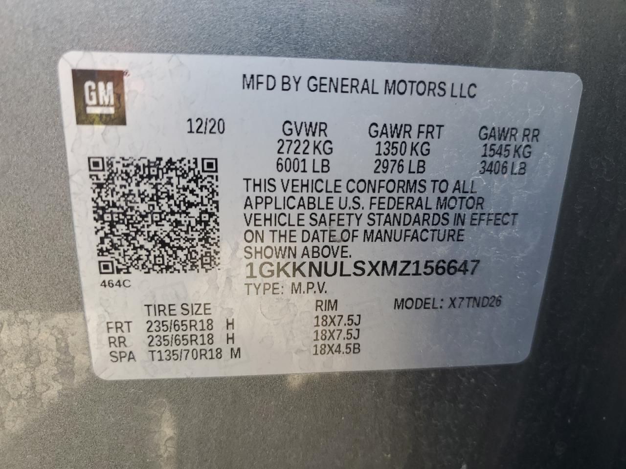 2021 GMC Acadia Slt VIN: 1GKKNULSXMZ156647 Lot: 91368595