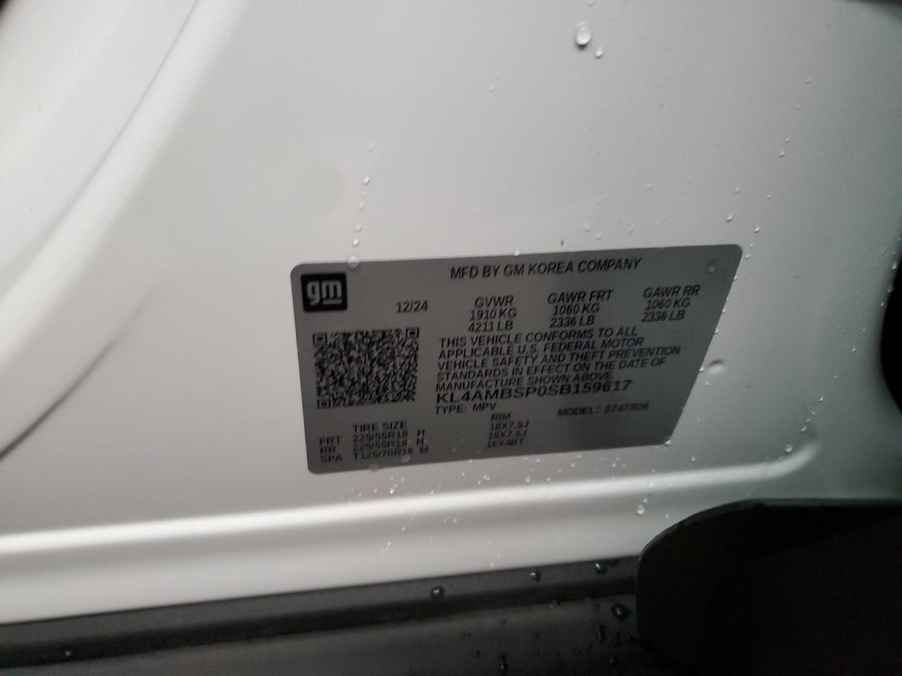 2025 Buick Encore Gx Preferred VIN: KL4AMBSP0SB159617 Lot: 92786965