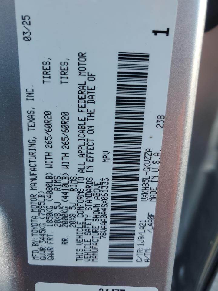 2025 Toyota Sequoia Sr5 VIN: 7SVAAABA4SX061333 Lot: 92650085