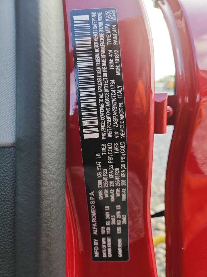 2019 Alfa Romeo Stelvio Ti VIN: ZASPAKBN7K7C41734 Lot: 93278915