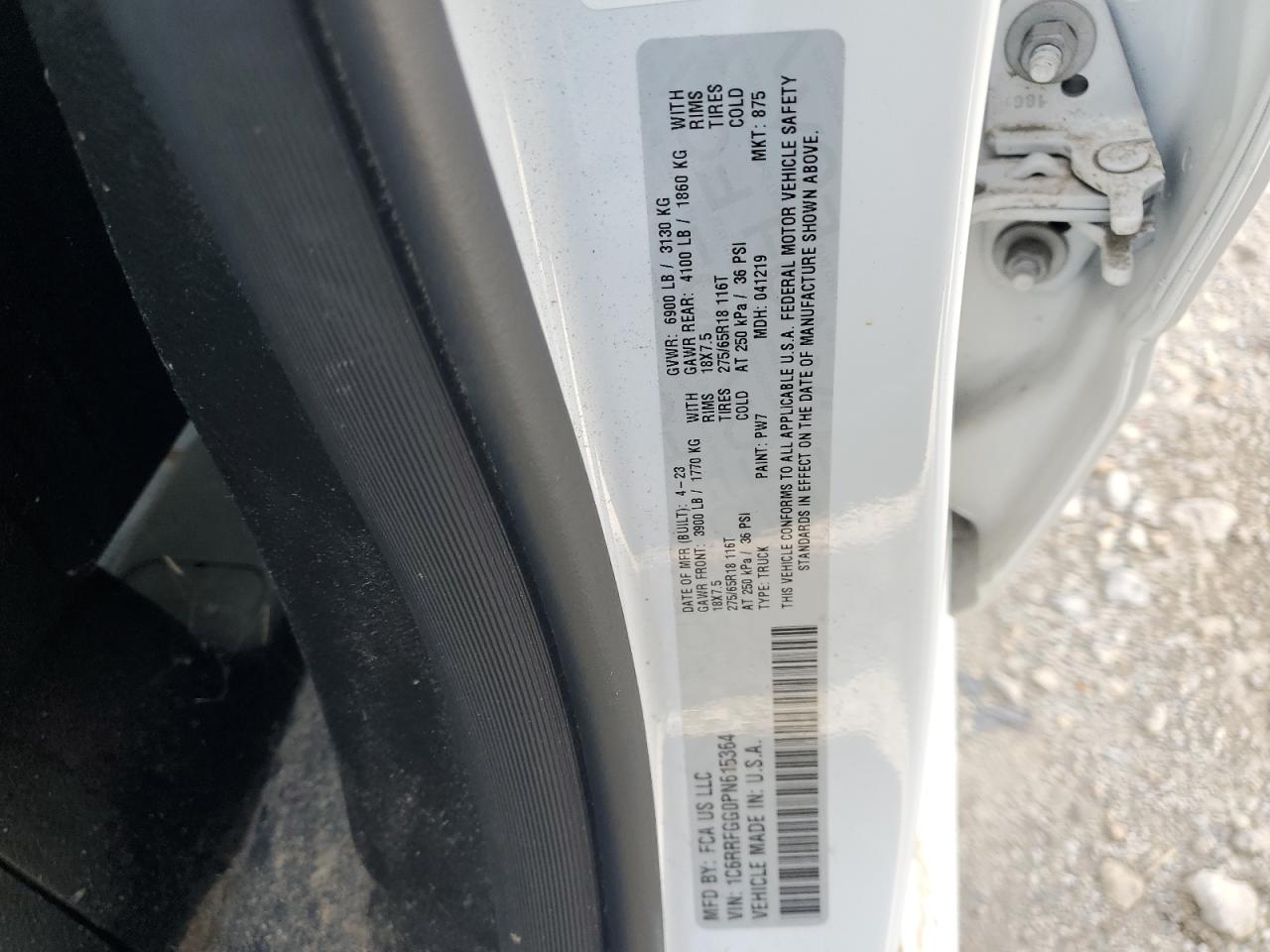 2023 Ram 1500 Tradesman VIN: 1C6RRFGG0PN615364 Lot: 89687065