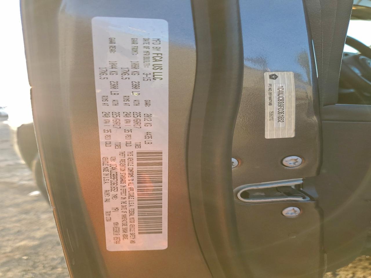 2015 Jeep Compass Sport VIN: 1C4NJCBB9FD361652 Lot: 94699535