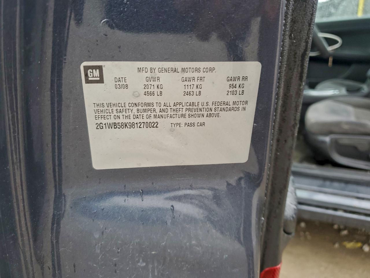 2008 Chevrolet Impala Ls VIN: 2G1WB58K981270022 Lot: 92845255