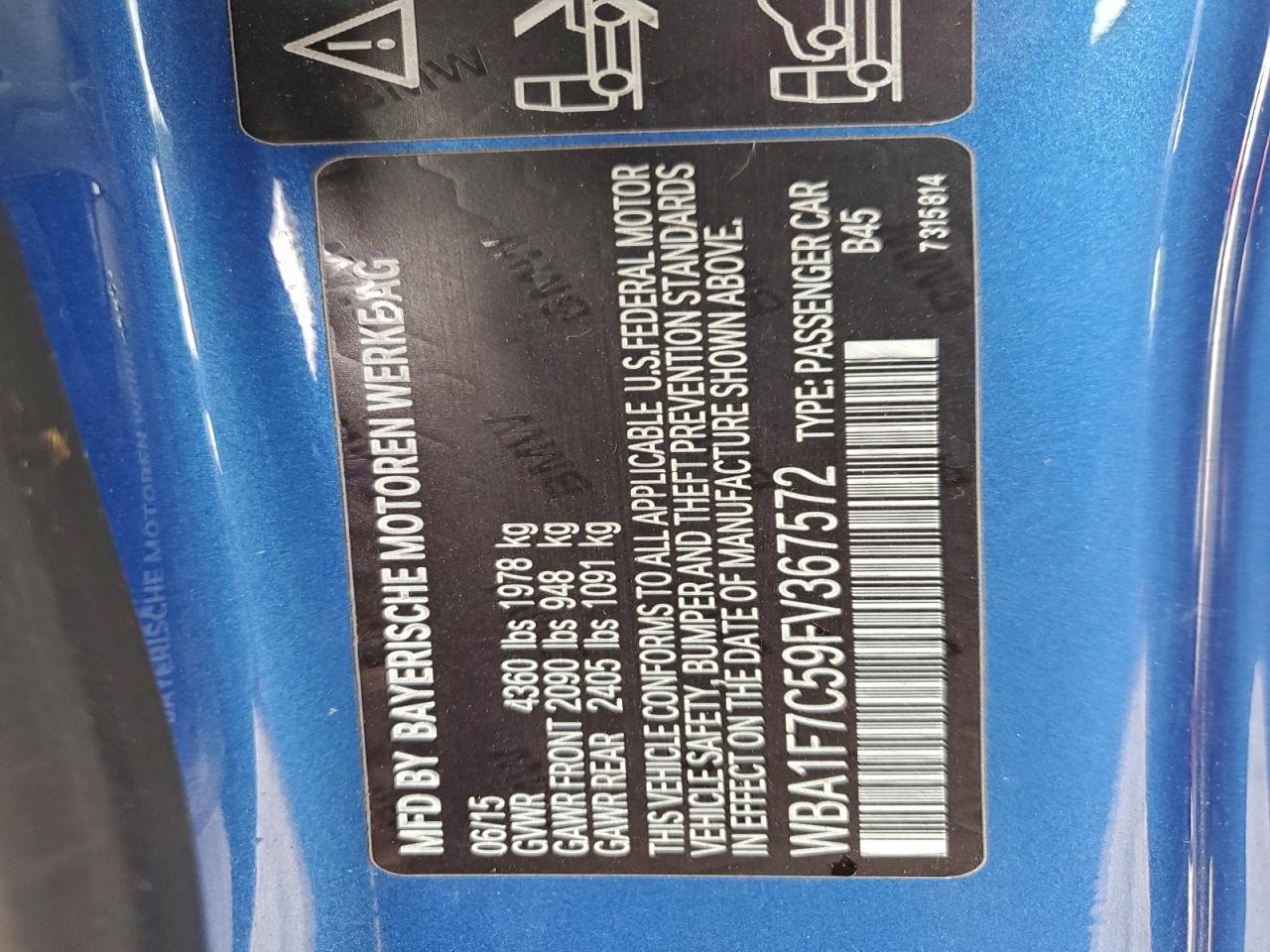 2015 BMW 228 Xi VIN: WBA1F7C59FV367572 Lot: 93596655