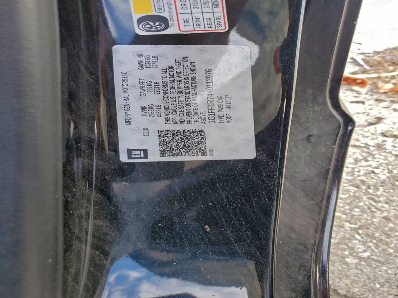 2019 Chevrolet Camaro Ss VIN: 1G1FF1R74K0113976 Lot: 94274685