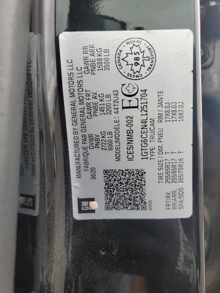 2020 GMC Canyon Sle VIN: 1GTG6CEN4L1251704 Lot: 91371835