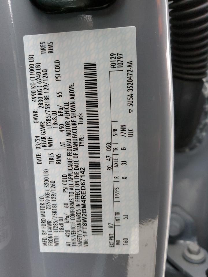 2024 Ford F250 Super Duty VIN: 1FT8W2BM4RED67142 Lot: 93492685
