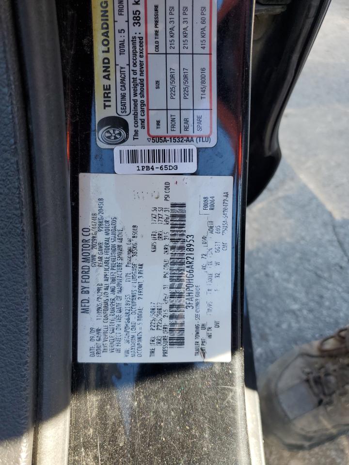 2010 Ford Fusion Se VIN: 3FAHP0HG6AR218953 Lot: 91631355