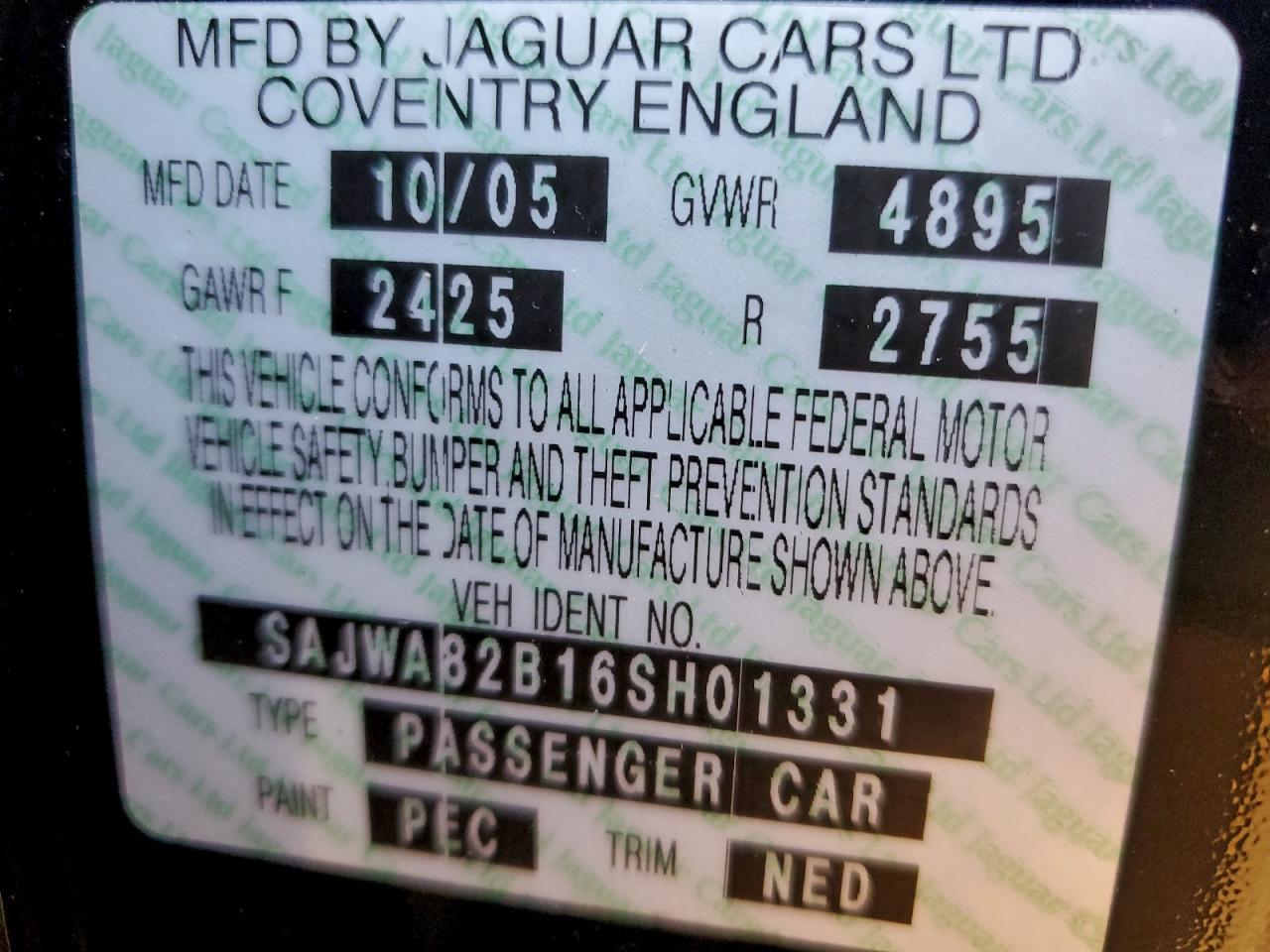 2006 Jaguar Vandenplas VIN: SAJWA82B16SH01331 Lot: 93937205