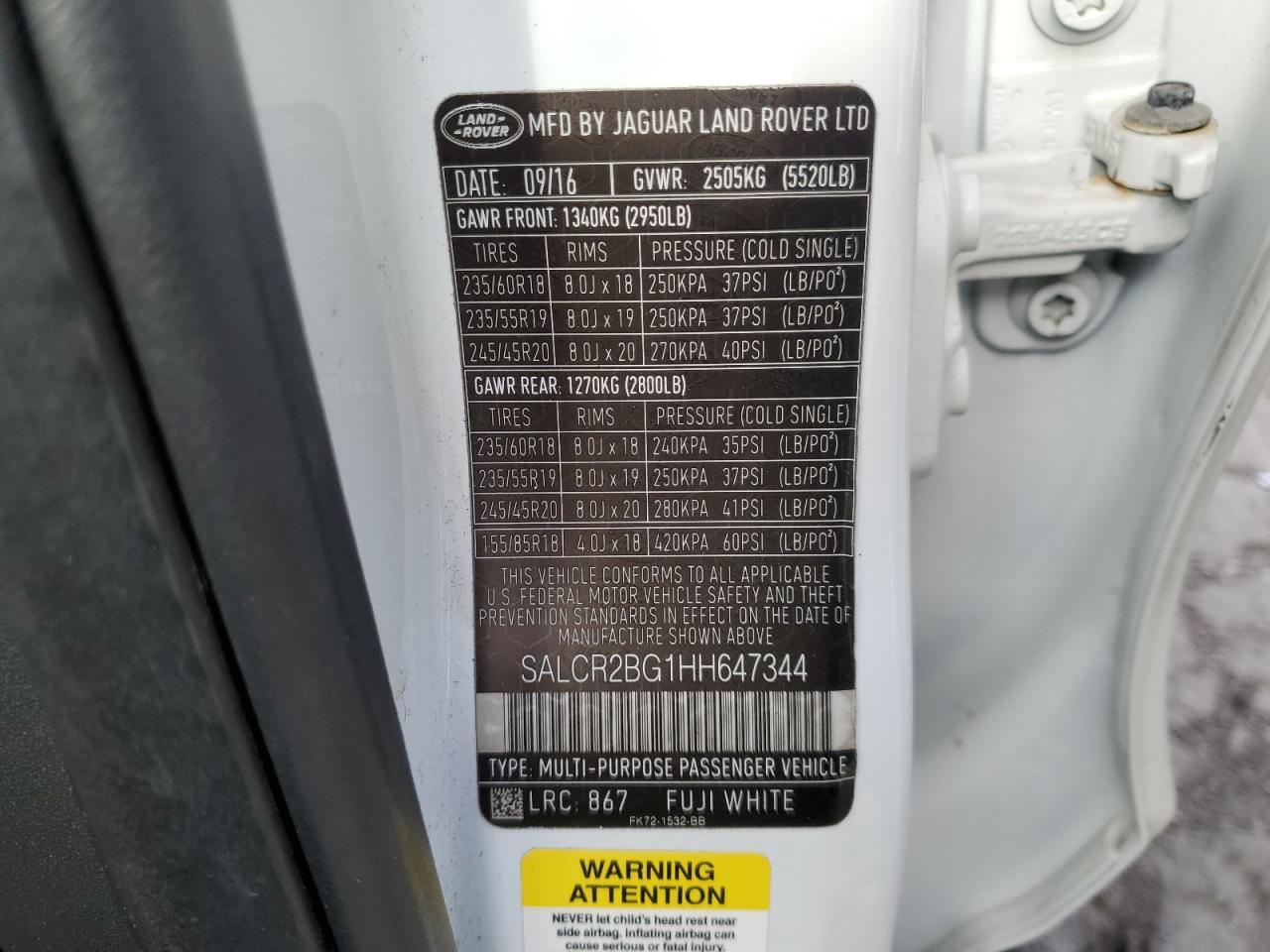 2017 Land Rover Discovery Sport Hse VIN: SALCR2BG1HH647344 Lot: 92440385