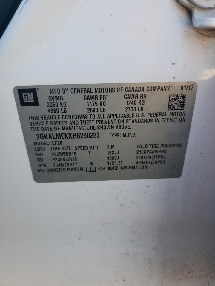 2017 GMC Terrain Sle VIN: 2GKALMEKXH6290283 Lot: 90693515