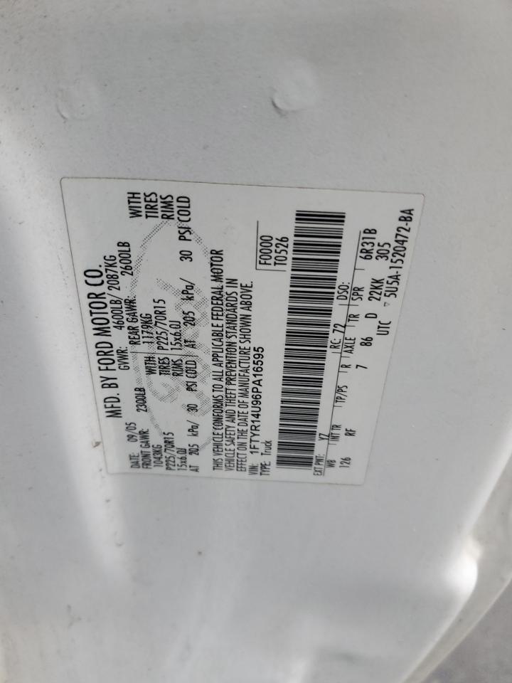 2006 Ford Ranger Super Cab VIN: 1FTYR14U96PA16595 Lot: 93226265