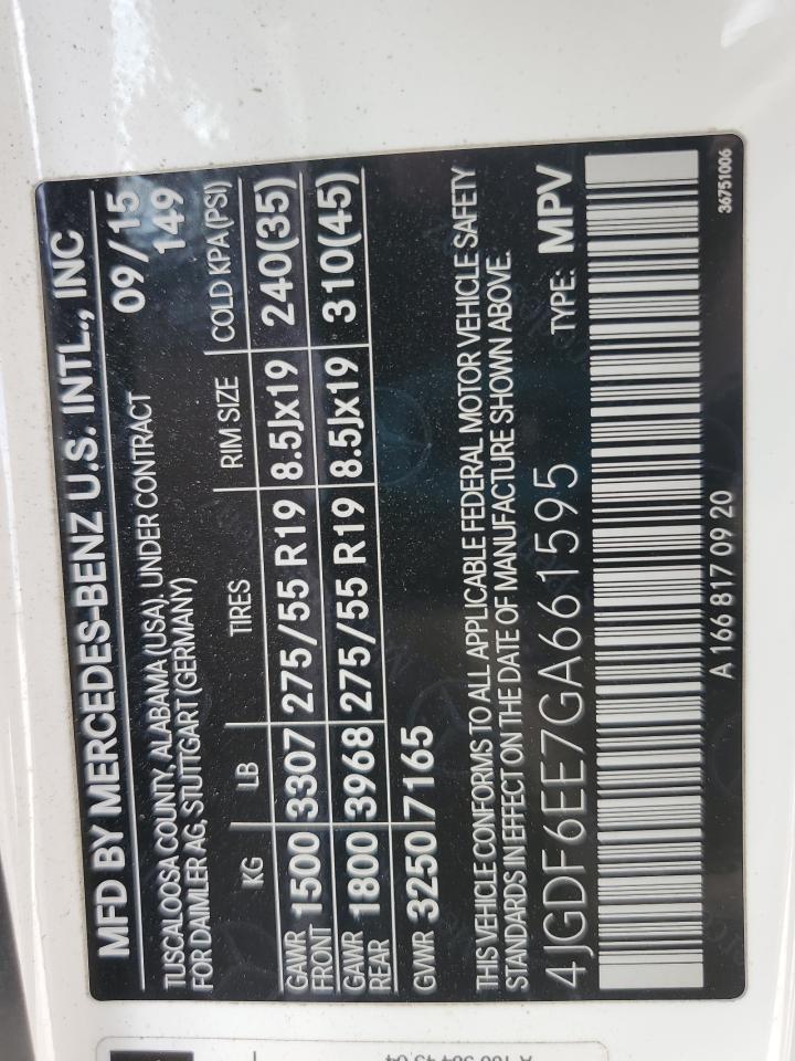 2016 Mercedes-Benz Gl 450 4Matic VIN: 4JGDF6EE7GA661595 Lot: 92918425