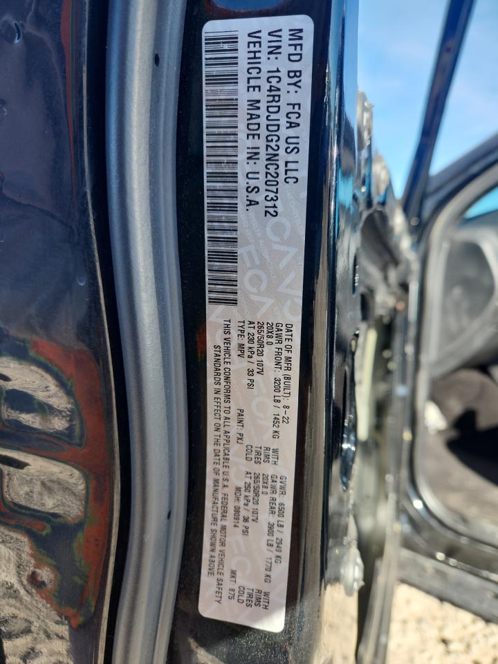 2022 Dodge Durango Gt VIN: 1C4RDJDG2NC207312 Lot: 91797005