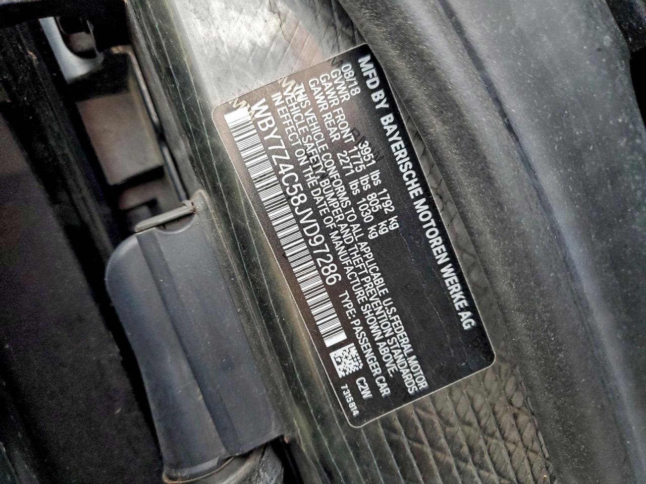 2018 BMW I3 Rex VIN: WBY7Z4C58JVD97286 Lot: 93634465