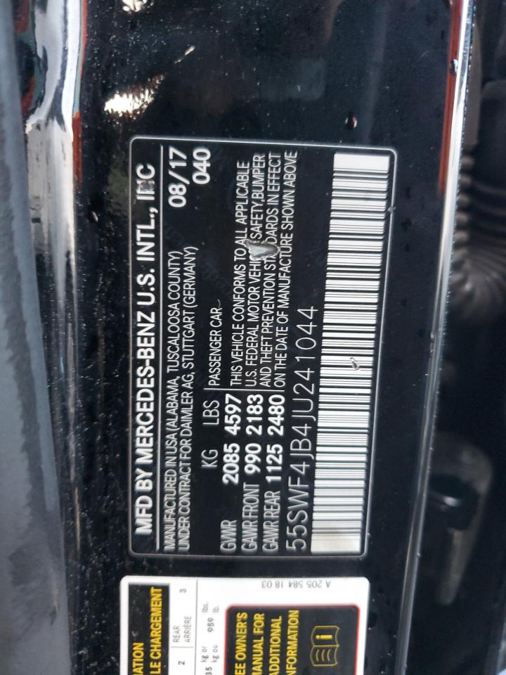 2018 Mercedes-Benz C 300 VIN: 55SWF4JB4JU241044 Lot: 93133365