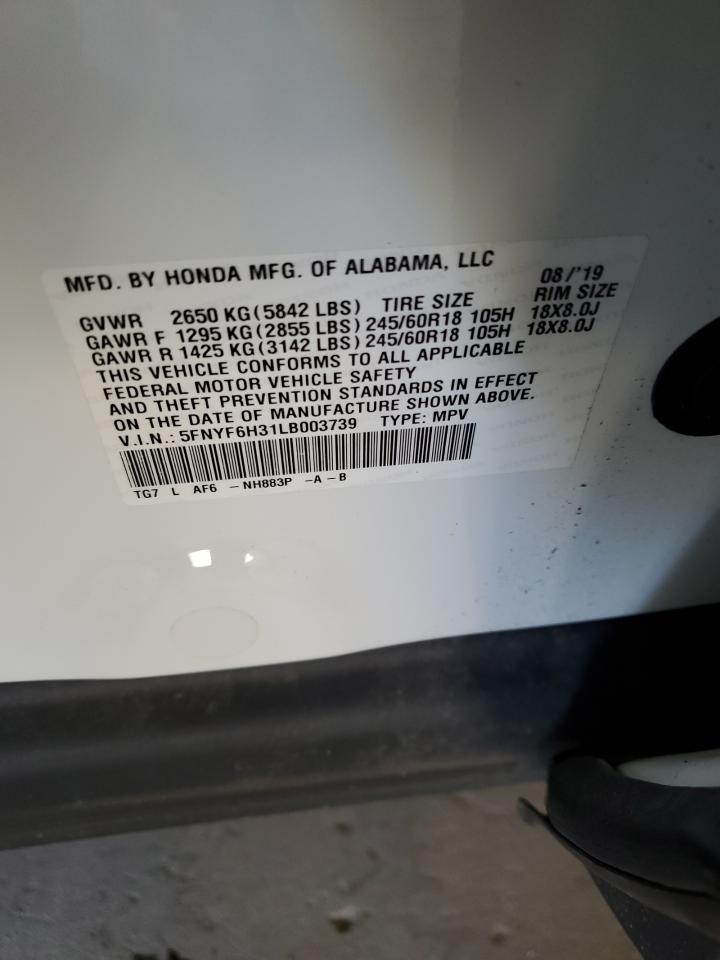 2020 Honda Pilot Ex VIN: 5FNYF6H31LB003739 Lot: 92676135