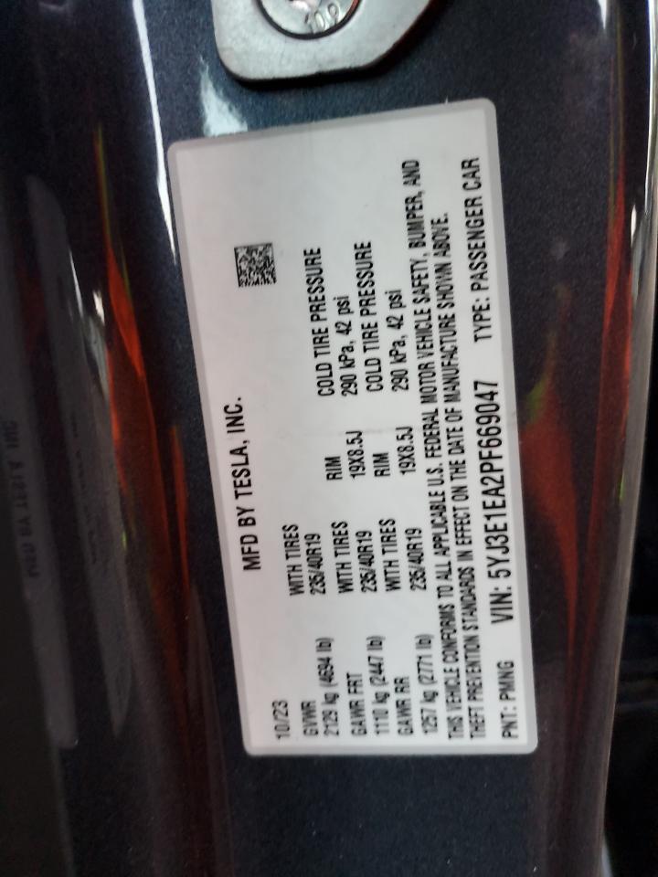 2023 Tesla Model 3 VIN: 5YJ3E1EA2PF669047 Lot: 93380175