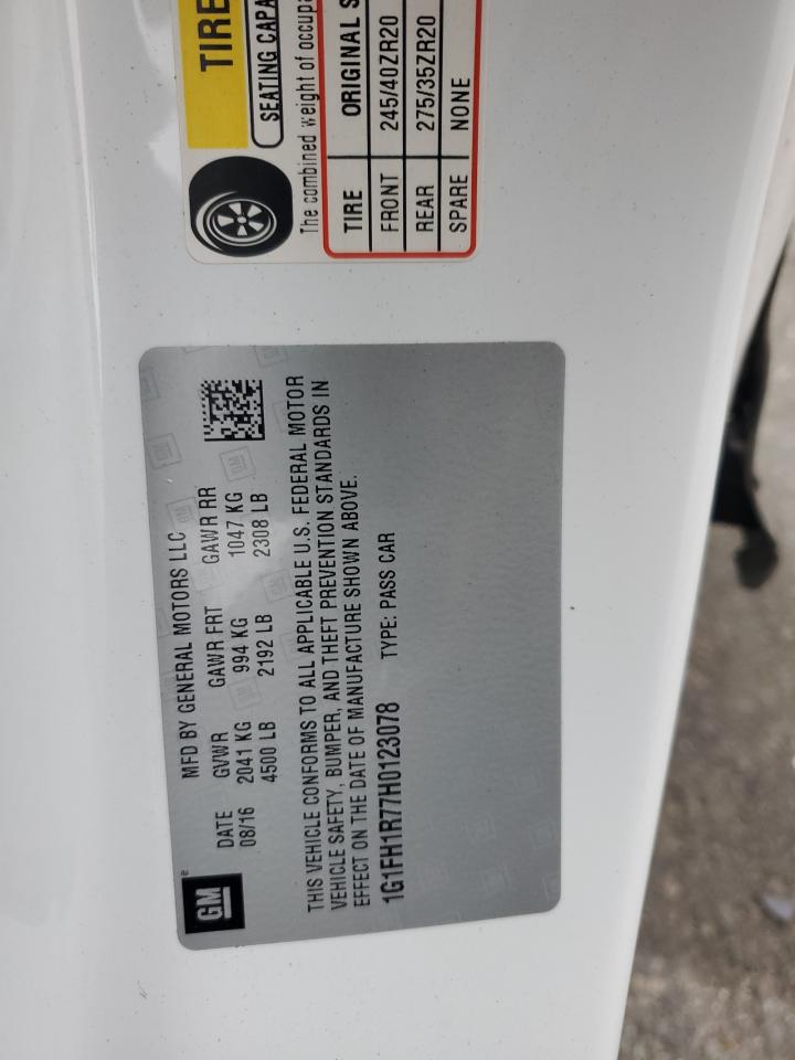 2017 Chevrolet Camaro Ss VIN: 1G1FH1R77H0123078 Lot: 91527295