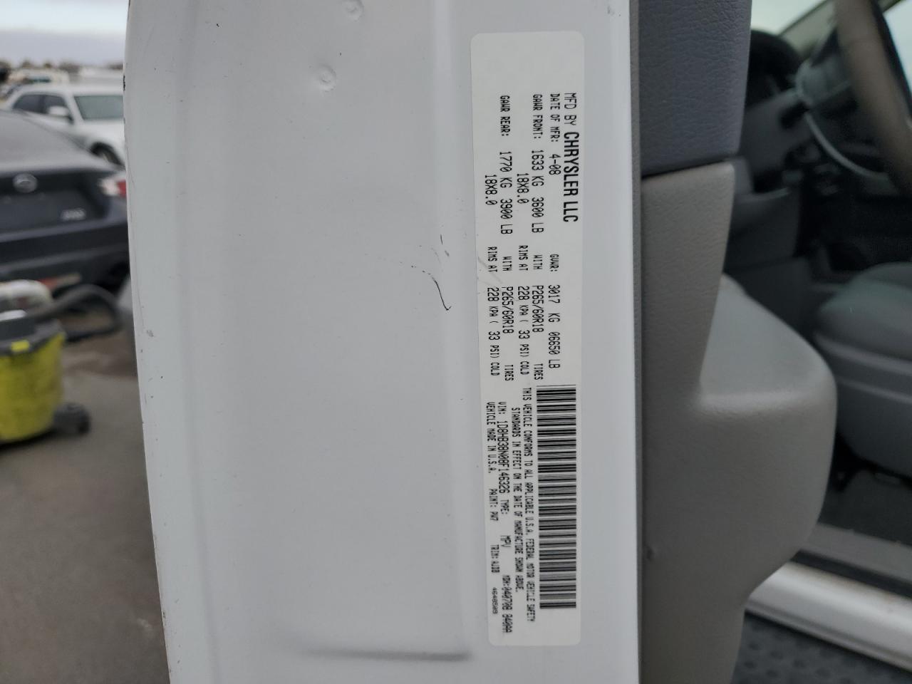 2008 Dodge Durango Sxt VIN: 1D8HB38N08F146326 Lot: 93057205