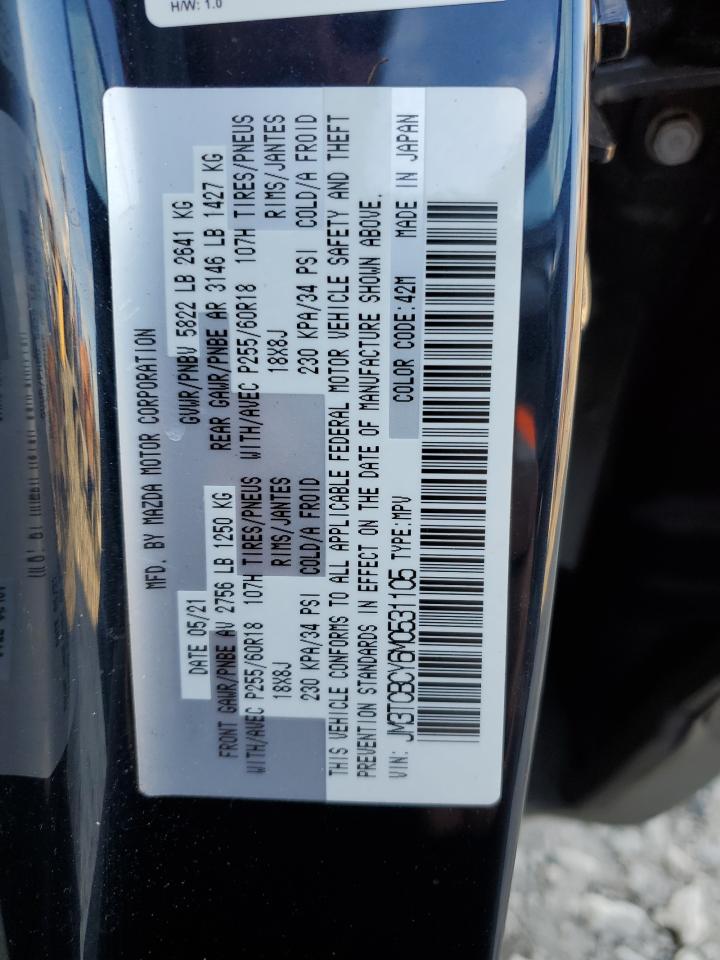 2021 Mazda Cx-9 Touring VIN: JM3TCBCY6M0531105 Lot: 90791375