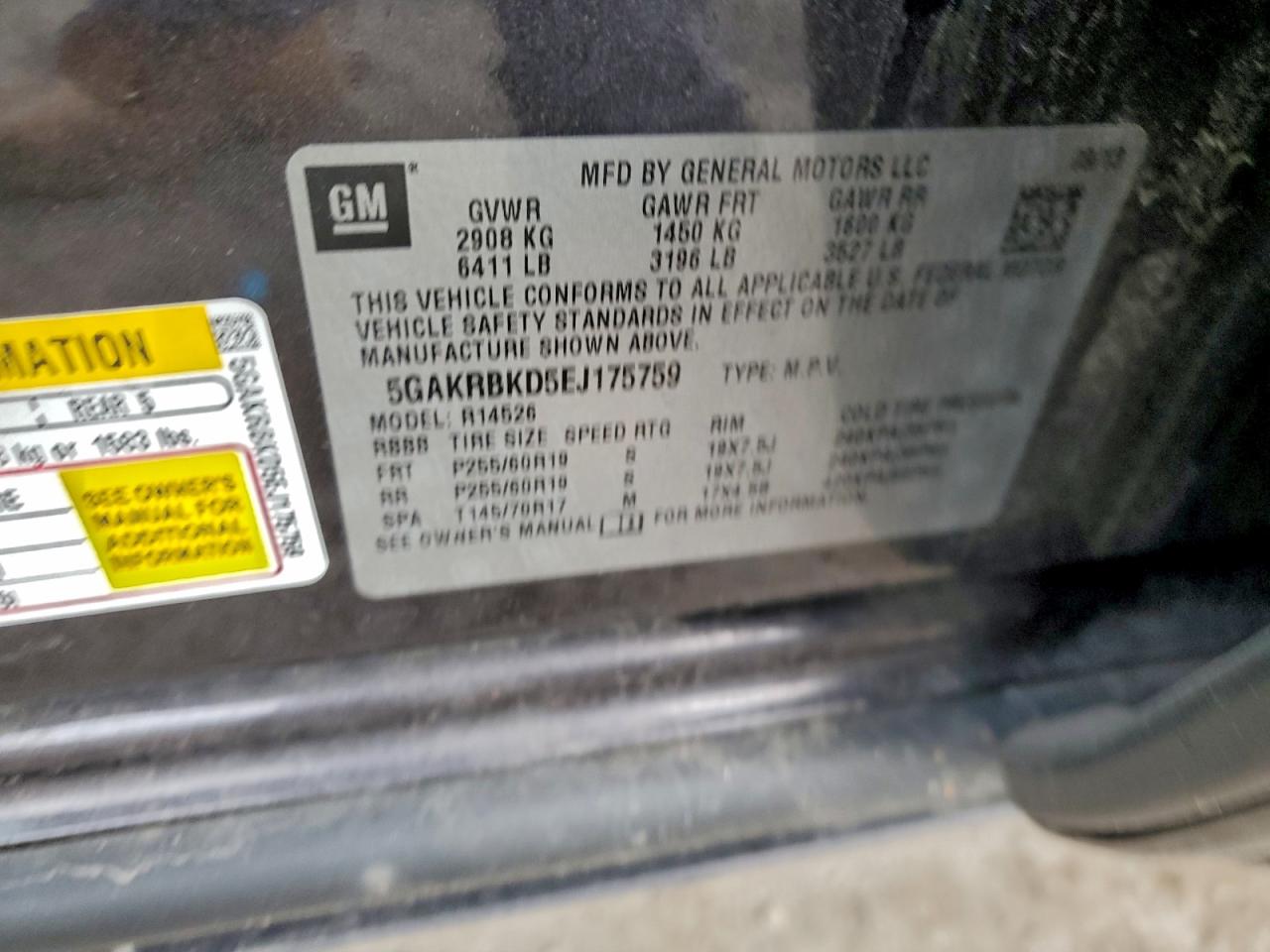 2014 Buick Enclave VIN: 5GAKRBKD5EJ175759 Lot: 93662215