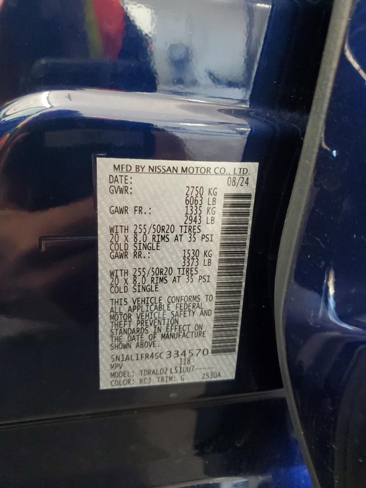 2025 Infiniti Qx60 Luxe VIN: 5N1AL1FR4SC334570 Lot: 91375595