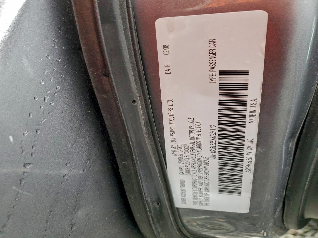 2008 Subaru Legacy 2.5I Limited VIN: 4S3BL626X87224173 Lot: 93831655