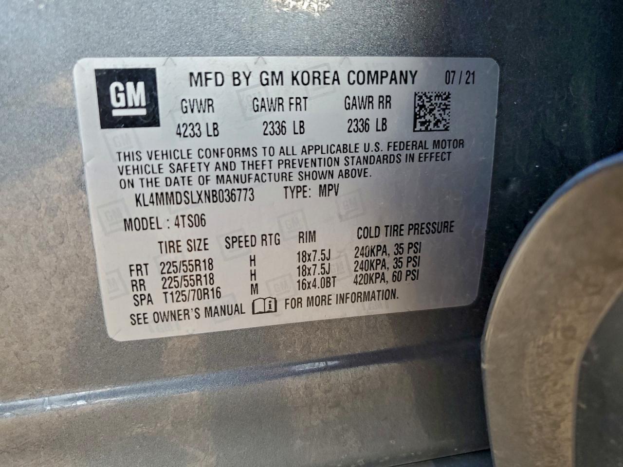 2022 Buick Encore Gx Select VIN: KL4MMDSLXNB036773 Lot: 92788985