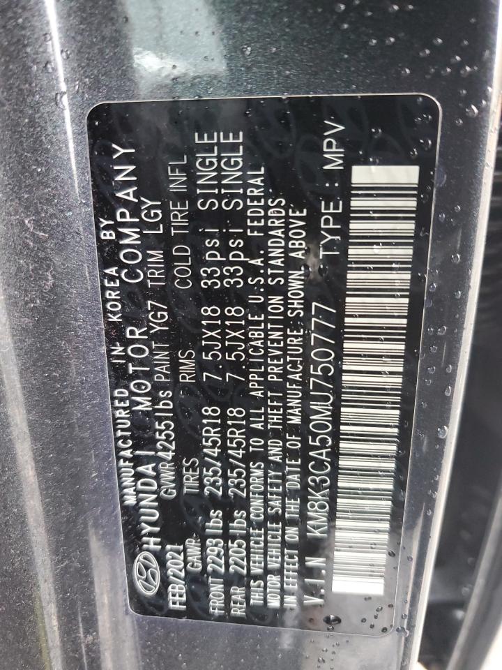 2021 Hyundai Kona Limited VIN: KM8K3CA50MU750777 Lot: 91456165