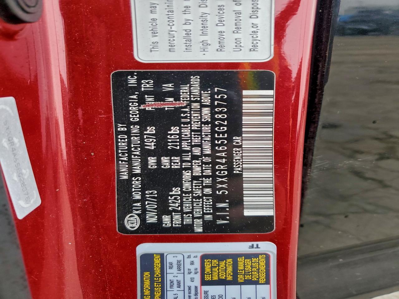 2014 Kia Optima Sx VIN: 5XXGR4A65EG283757 Lot: 94123275