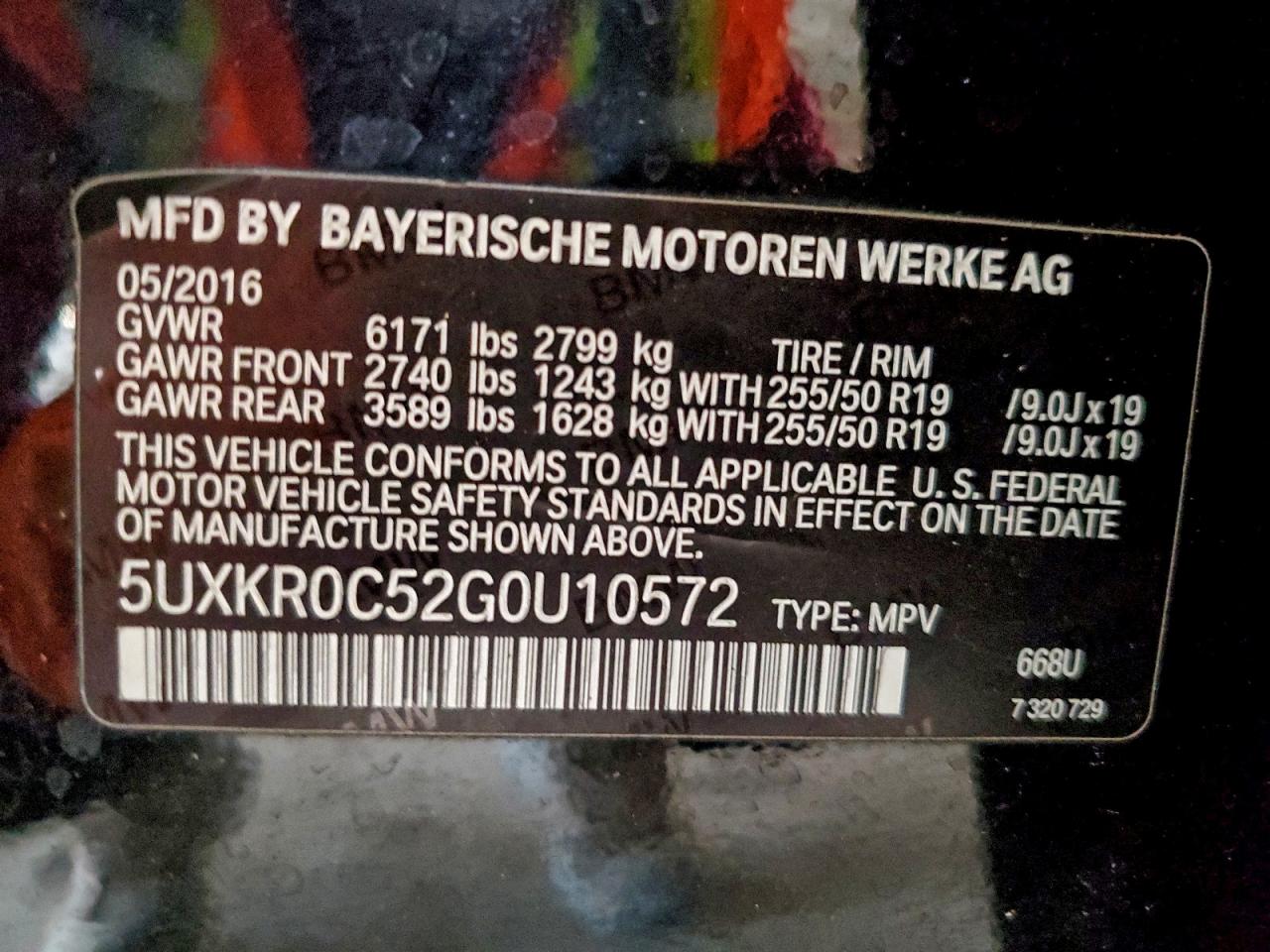 2016 BMW X5 xDrive35I VIN: 5UXKR0C52G0U10572 Lot: 94600585